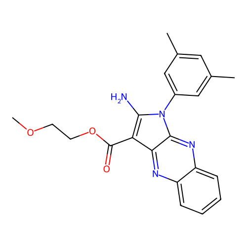 2-methoxyethyl 2-amino-1-(3,5-dimethylphenyl)-1H-pyrrolo[2,3-b]quinoxaline-3-carboxylate structure