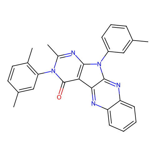 3-(2,5-dimethylphenyl)-2-methyl-11-(3-methylphenyl)-3,11-dihydro-4H-pyrimido[5',4':4,5]pyrrolo[2,3-b]quinoxalin-4-one structure