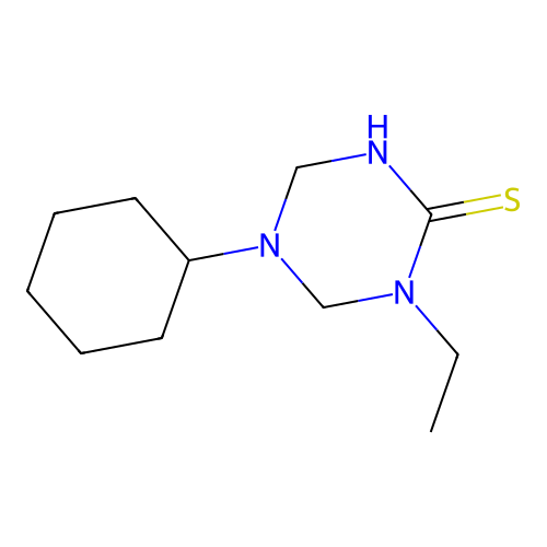 5-Cyclohexyl-1-ethyl-1,3,5-triazinane-2-thione structure