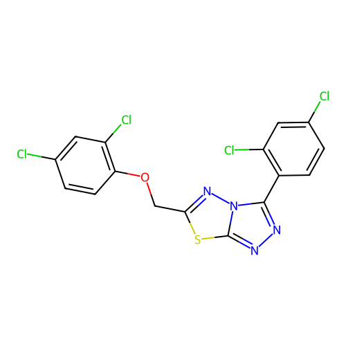 1-{[3-(2,4-dichlorophenyl)(1,2,4-triazolo[3,4-b]1,3,4-thiadiazolin-6-yl)]metho xy}-2,4-dichlorobenzene structure