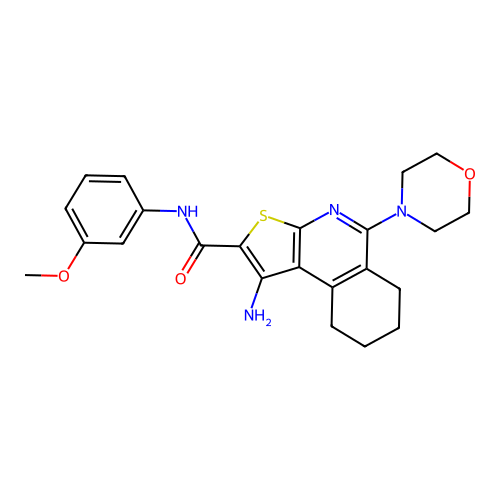 1-amino-N-(3-methoxyphenyl)-5-(morpholin-4-yl)-6,7,8,9-tetrahydrothieno[2,3-c]isoquinoline-2-carboxamide structure