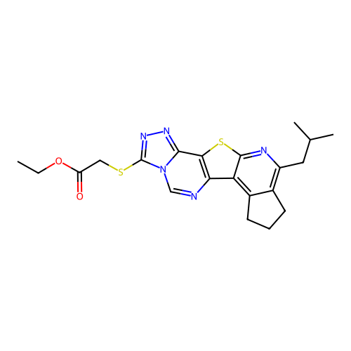 ethyl {[10-(2-methylpropyl)-8,9-dihydro-7H-cyclopenta[4',5']pyrido[3',2':4,5]thieno[2,3-e][1,2,4]triazolo[4,3-c]pyrimidin-3-yl]sulfanyl}acetate structure