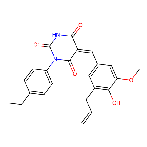 (5Z)-1-(4-ethylphenyl)-5-[(4-hydroxy-3-methoxy-5-prop-2-enylphenyl)methylidene]-1,3-diazinane-2,4,6-trione structure