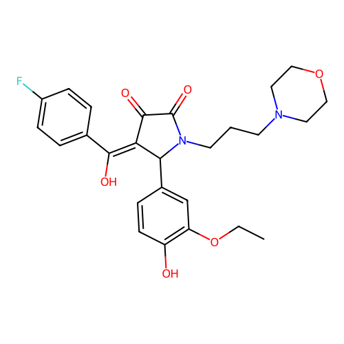 (4E)-5-(3-ethoxy-4-hydroxyphenyl)-4-[(4-fluorophenyl)-hydroxymethylidene]-1-(3-morpholin-4-ylpropyl)pyrrolidine-2,3-dione structure