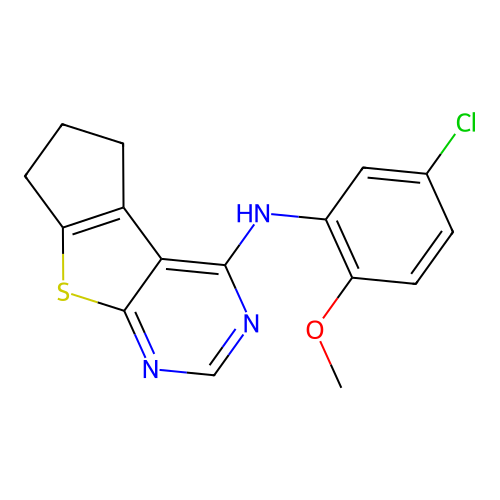 N-(5-chloro-2-methoxyphenyl)-6,7-dihydro-5H-cyclopenta[4,5]thieno[2,3-d]pyrimidin-4-amine structure