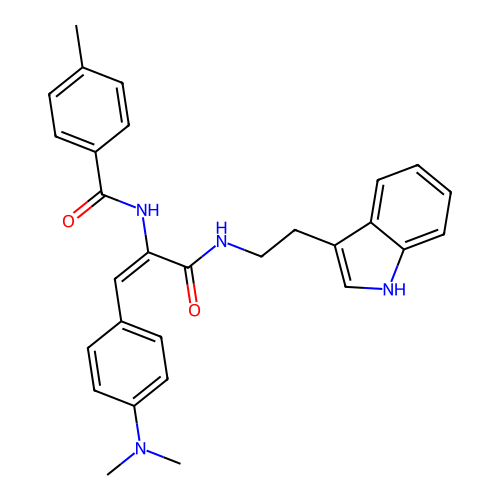 (E)-N-(3-((2-(1H-indol-3-yl)ethyl)amino)-1-(4-(dimethylamino)phenyl)-3-oxoprop-1-en-2-yl)-4-methylbenzamide structure