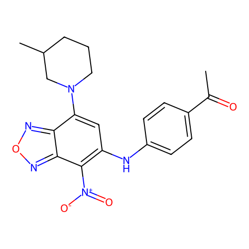 1-(4-{[7-(3-methylpiperidin-1-yl)-4-nitro-2,1,3-benzoxadiazol-5-yl]amino}phenyl)ethanone structure