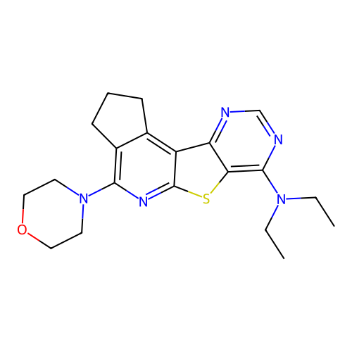 Diethyl-(4-morpholin-4-yl-2,3-dihydro-1H-6-thia-5,8,10-triaza-cyclopenta[c]fluoren-7-yl)-amine structure