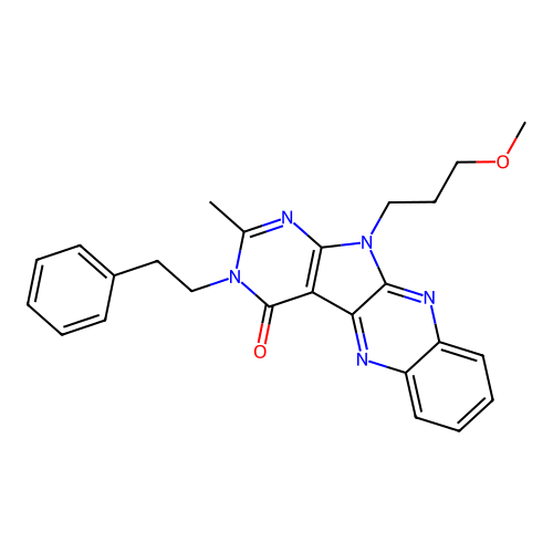 11-(3-methoxypropyl)-2-methyl-3-(2-phenylethyl)-3,11-dihydro-4H-pyrimido[5',4':4,5]pyrrolo[2,3-b]quinoxalin-4-one structure