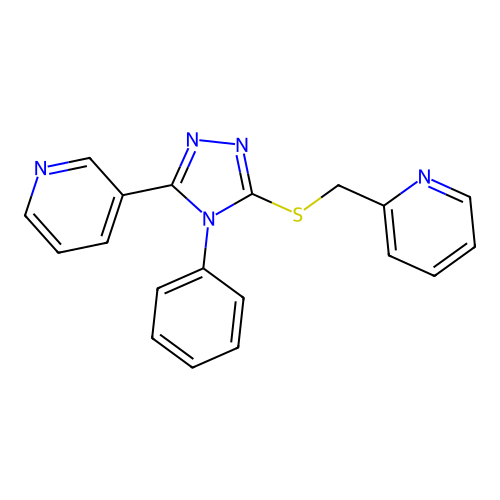 2-({[4-phenyl-5-(pyridin-3-yl)-4H-1,2,4-triazol-3-yl]sulfanyl}methyl)pyridine structure