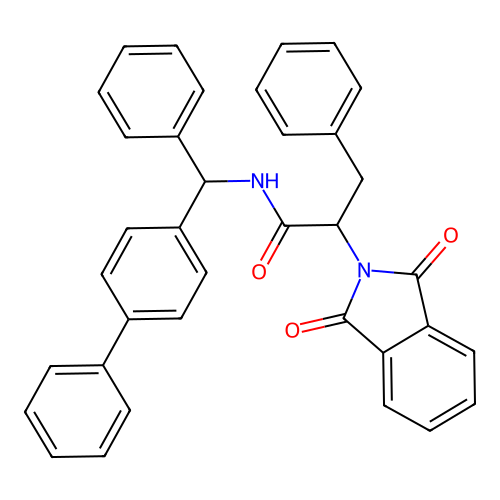 2-(1,3-dioxoisoindol-2-yl)-3-phenyl-N-[phenyl-(4-phenylphenyl)methyl]propanamide structure
