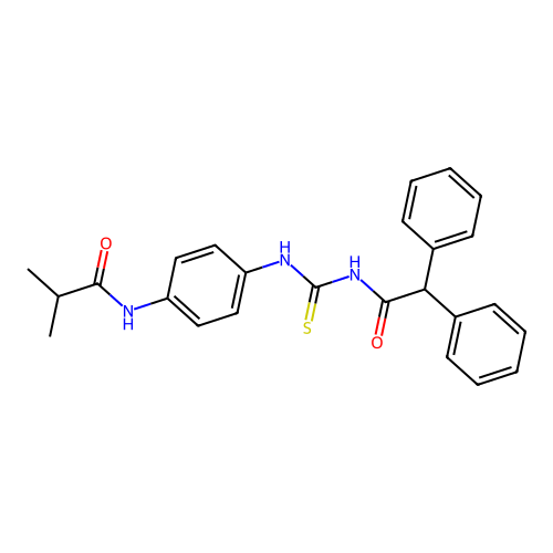 N-(4-{[(diphenylacetyl)carbamothioyl]amino}phenyl)-2-methylpropanamide structure