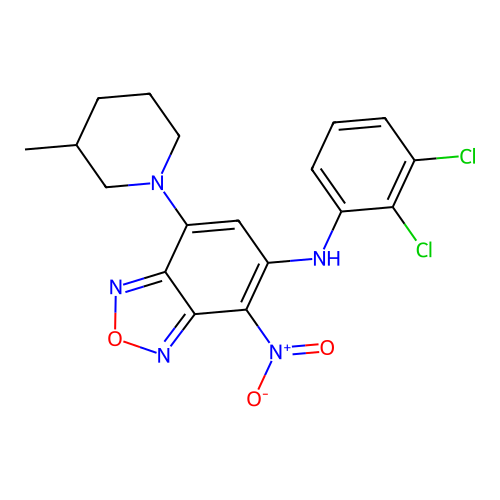 N-(2,3-dichlorophenyl)-7-(3-methylpiperidin-1-yl)-4-nitro-2,1,3-benzoxadiazol-5-amine structure