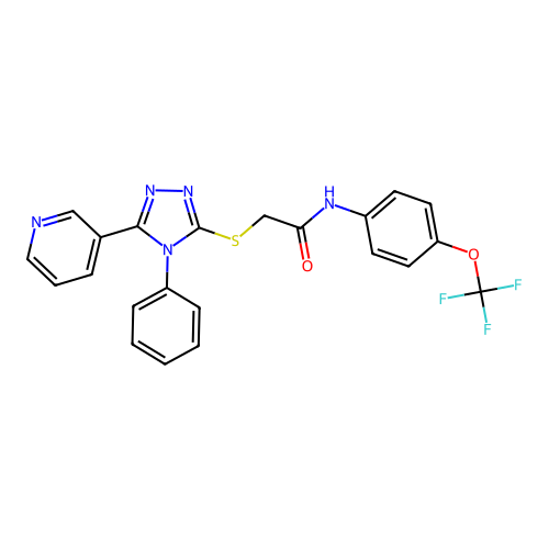 2-[(4-phenyl-5-pyridin-3-yl-1,2,4-triazol-3-yl)sulfanyl]-N-[4-(trifluoromethoxy)phenyl]acetamide structure