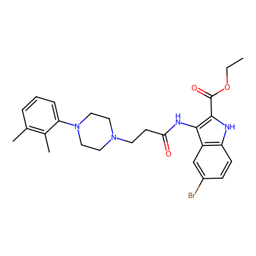 Ethyl 5-bromo-3-[3-[4-(2,3-dimethylphenyl)piperazin-1-yl]propanoylamino]-1H-indole-2-carboxylate structure