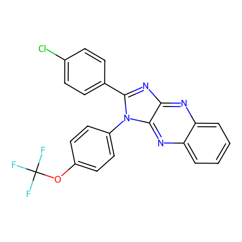 2-(4-chlorophenyl)-1-(4-(trifluoromethoxy)phenyl)-1H-imidazo[4,5-b]quinoxaline structure