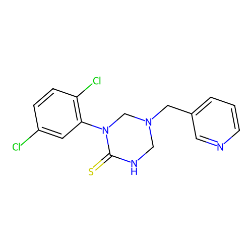 1-(2,5-Dichlorophenyl)-5-(pyridin-3-ylmethyl)-1,3,5-triazinane-2-thione structure