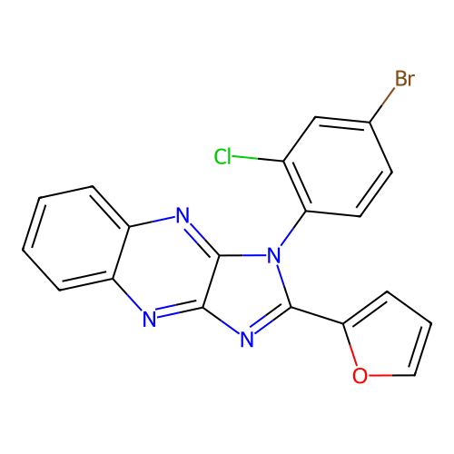 1-(4-bromo-2-chlorophenyl)-2-(furan-2-yl)-1H-imidazo[4,5-b]quinoxaline structure