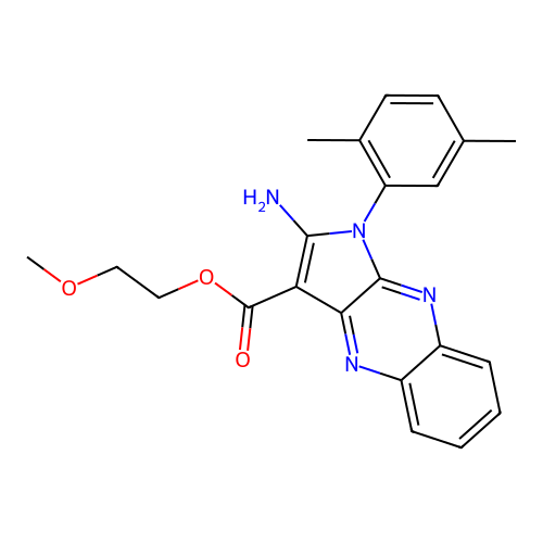 2-methoxyethyl 2-amino-1-(2,5-dimethylphenyl)-1H-pyrrolo[2,3-b]quinoxaline-3-carboxylate structure