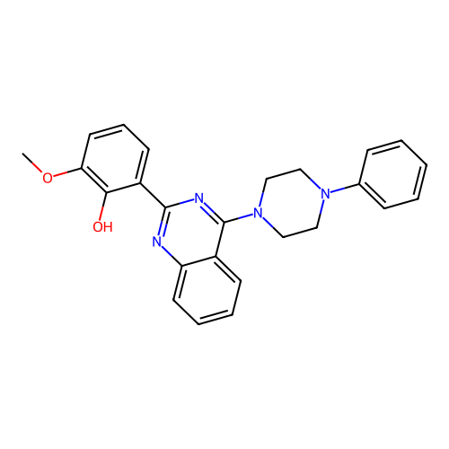 2-Methoxy-6-(4-(4-phenylpiperazin-1-yl)quinazolin-2-yl)phenol structure