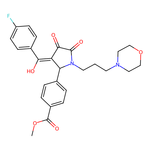 methyl 4-[(3E)-3-[(4-fluorophenyl)-hydroxymethylidene]-1-(3-morpholin-4-ylpropyl)-4,5-dioxopyrrolidin-2-yl]benzoate structure