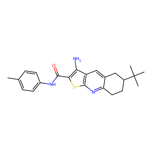 3-amino-6-tert-butyl-N-(4-methylphenyl)-5,6,7,8-tetrahydrothieno[2,3-b]quinoline-2-carboxamide structure