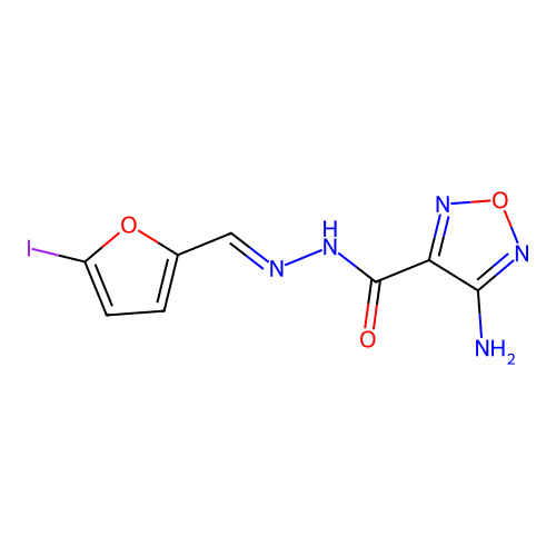 4-amino-N'-[(E)-(5-iodofuran-2-yl)methylidene]-1,2,5-oxadiazole-3-carbohydrazide structure
