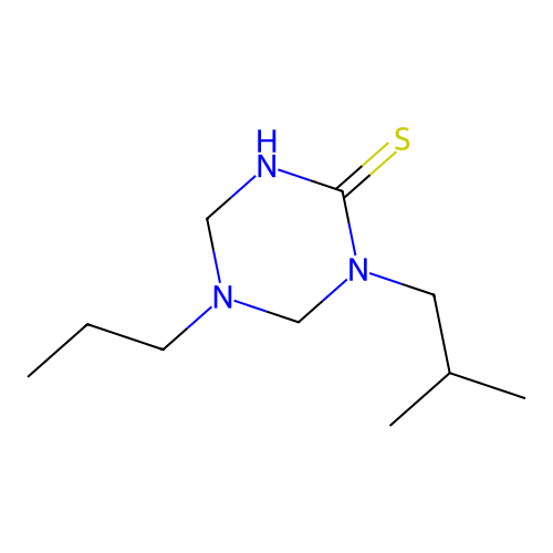 1-(2-Methylpropyl)-5-propyl-1,3,5-triazinane-2-thione structure