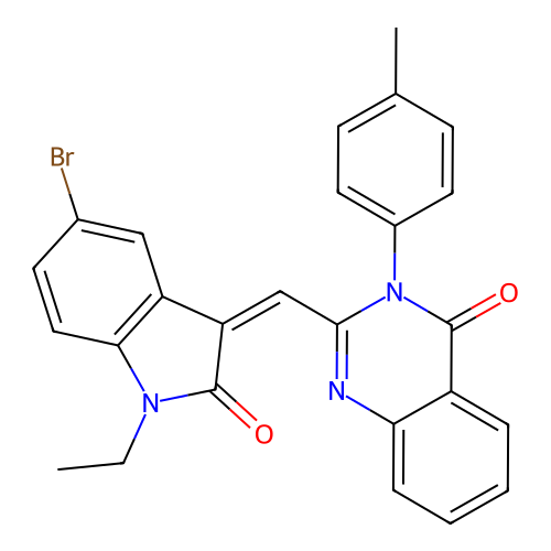 (Z)-2-((5-bromo-1-ethyl-2-oxoindolin-3-ylidene)methyl)-3-(p-tolyl)quinazolin-4(3H)-one structure