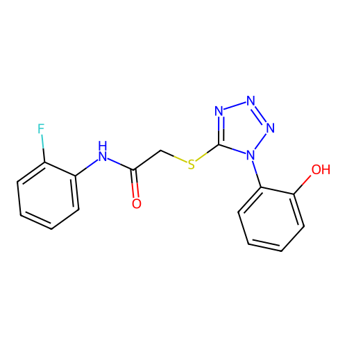 N-(2-fluorophenyl)-2-{[1-(2-hydroxyphenyl)-1H-tetrazol-5-yl]sulfanyl}acetamide structure