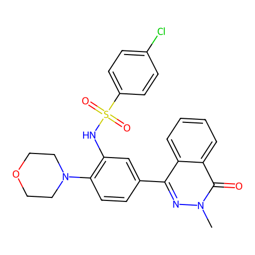 4-chloro-N-[5-(3-methyl-4-oxophthalazin-1-yl)-2-morpholin-4-ylphenyl]benzenesulfonamide structure