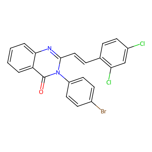 3-(4-bromophenyl)-2-[(E)-2-(2,4-dichlorophenyl)ethenyl]quinazolin-4(3H)-one structure