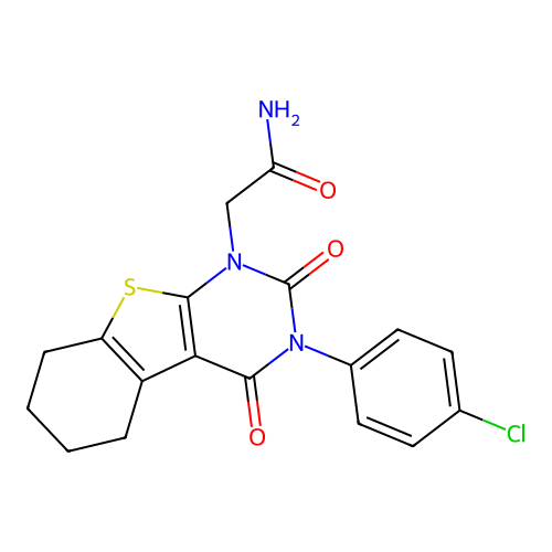 2-(3-(4-chlorophenyl)-2,4-dioxo-3,4,5,6,7,8-hexahydrobenzo[4,5]thieno[2,3-d]pyrimidin-1(2H)-yl)acetamide structure