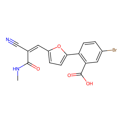 5-bromo-2-[5-[2-cyano-2-(methylcarbamoyl)ethenyl]-2-furyl]benzoic Acid structure