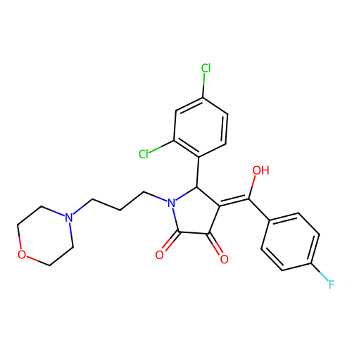 (4E)-5-(2,4-dichlorophenyl)-4-[(4-fluorophenyl)-hydroxymethylidene]-1-(3-morpholin-4-ylpropyl)pyrrolidine-2,3-dione structure