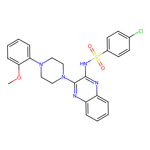 4-chloro-N-[3-[4-(2-methoxyphenyl)piperazin-1-yl]quinoxalin-2-yl]benzenesulfonamide structure
