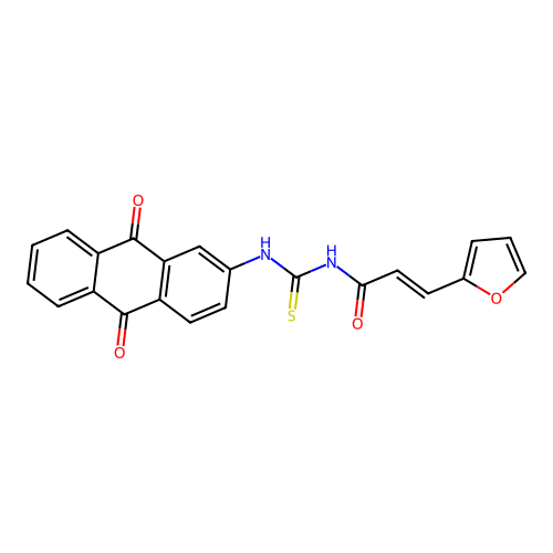 (E)-N-((9,10-dioxo-9,10-dihydroanthracen-2-yl)carbamothioyl)-3-(furan-2-yl)acrylamide structure