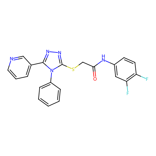 N-(3,4-difluorophenyl)-2-[(4-phenyl-5-pyridin-3-yl-1,2,4-triazol-3-yl)sulfanyl]acetamide structure