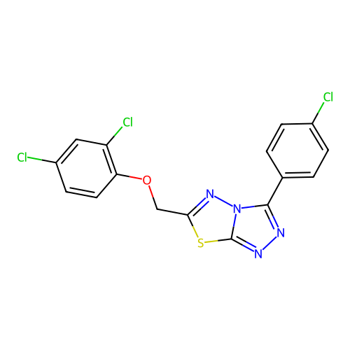 2,4-dichloro-1-{[3-(4-chlorophenyl)(1,2,4-triazolo[3,4-b]1,3,4-thiadiazolin-6- yl)]methoxy}benzene structure