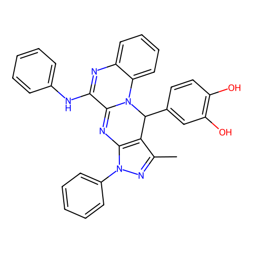 4-(10-METHYL-8-PHENYL-6-PHENYLAMINO-8,11-DIHYDRO-5,7,8,9,11A-PENTAAZA-CYCLOPENTA[B]PHENANTHREN-11-YL)-BENZENE-1,2-DIOL structure
