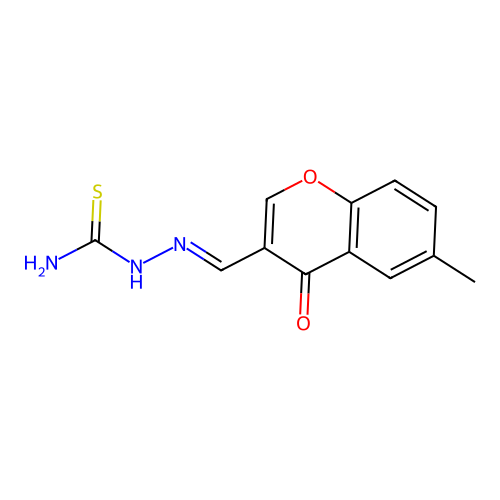 (E)-2-((6-methyl-4-oxo-4H-chromen-3-yl)methylene)hydrazinecarbothioamide structure