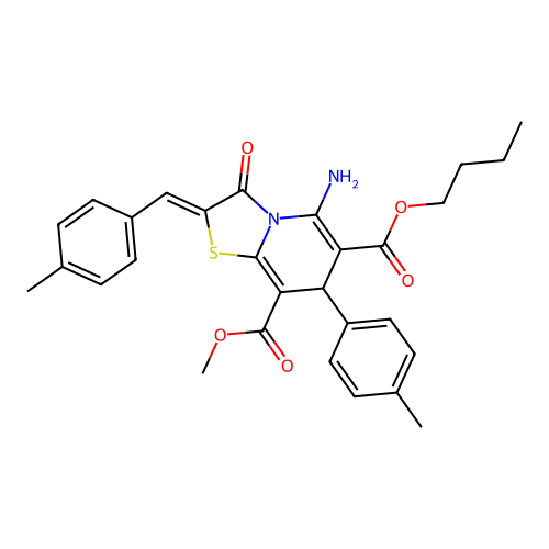 (Z)-6-butyl 8-methyl 5-amino-2-(4-methylbenzylidene)-3-oxo-7-(p-tolyl)-3,7-dihydro-2H-thiazolo[3,2-a]pyridine-6,8-dicarboxylate structure