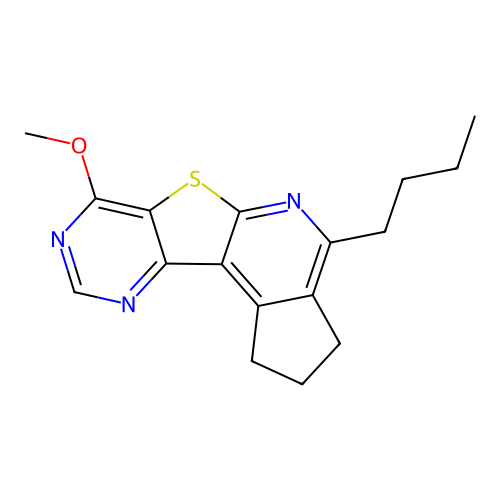 4-butyl-7-methoxy-2,3-dihydro-1H-cyclopenta[4',5']pyrido[3',2':4,5]thieno[3,2-d]pyrimidine structure