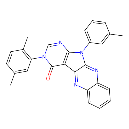 3-(2,5-dimethylphenyl)-11-(3-methylphenyl)-3,11-dihydro-4H-pyrimido[5',4':4,5]pyrrolo[2,3-b]quinoxalin-4-one structure