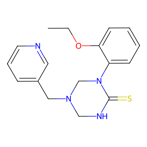 1-(2-Ethoxyphenyl)-5-(pyridin-3-ylmethyl)-1,3,5-triazinane-2-thione structure