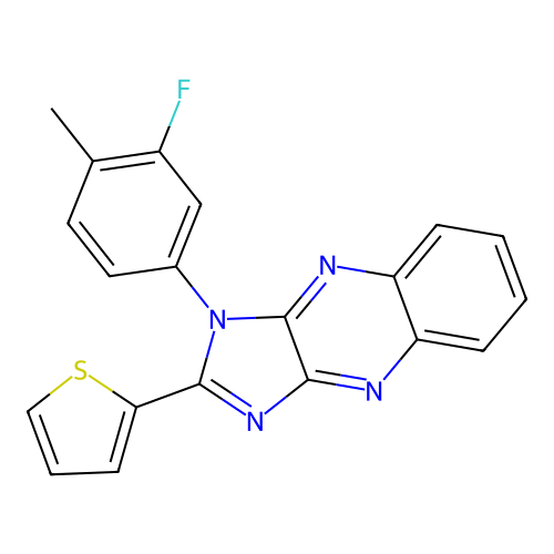 1-(3-fluoro-4-methylphenyl)-2-(thiophen-2-yl)-1H-imidazo[4,5-b]quinoxaline structure