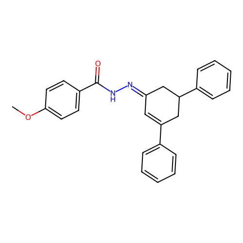N'-[(1Z)-3,5-diphenylcyclohex-2-en-1-ylidene]-4-methoxybenzohydrazide structure