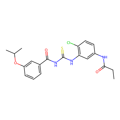 N-{[2-chloro-5-(propanoylamino)phenyl]carbamothioyl}-3-(propan-2-yloxy)benzamide structure