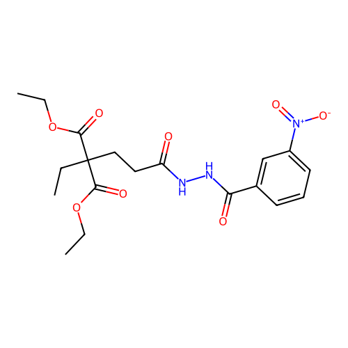 diethyl 2-ethyl-2-(3-(2-(3-nitrobenzoyl)hydrazinyl)-3-oxopropyl)malonate structure