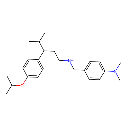 4-(((3-(4-isopropoxyphenyl)-4-methylpentyl)amino)methyl)-N,N-dimethylaniline structure